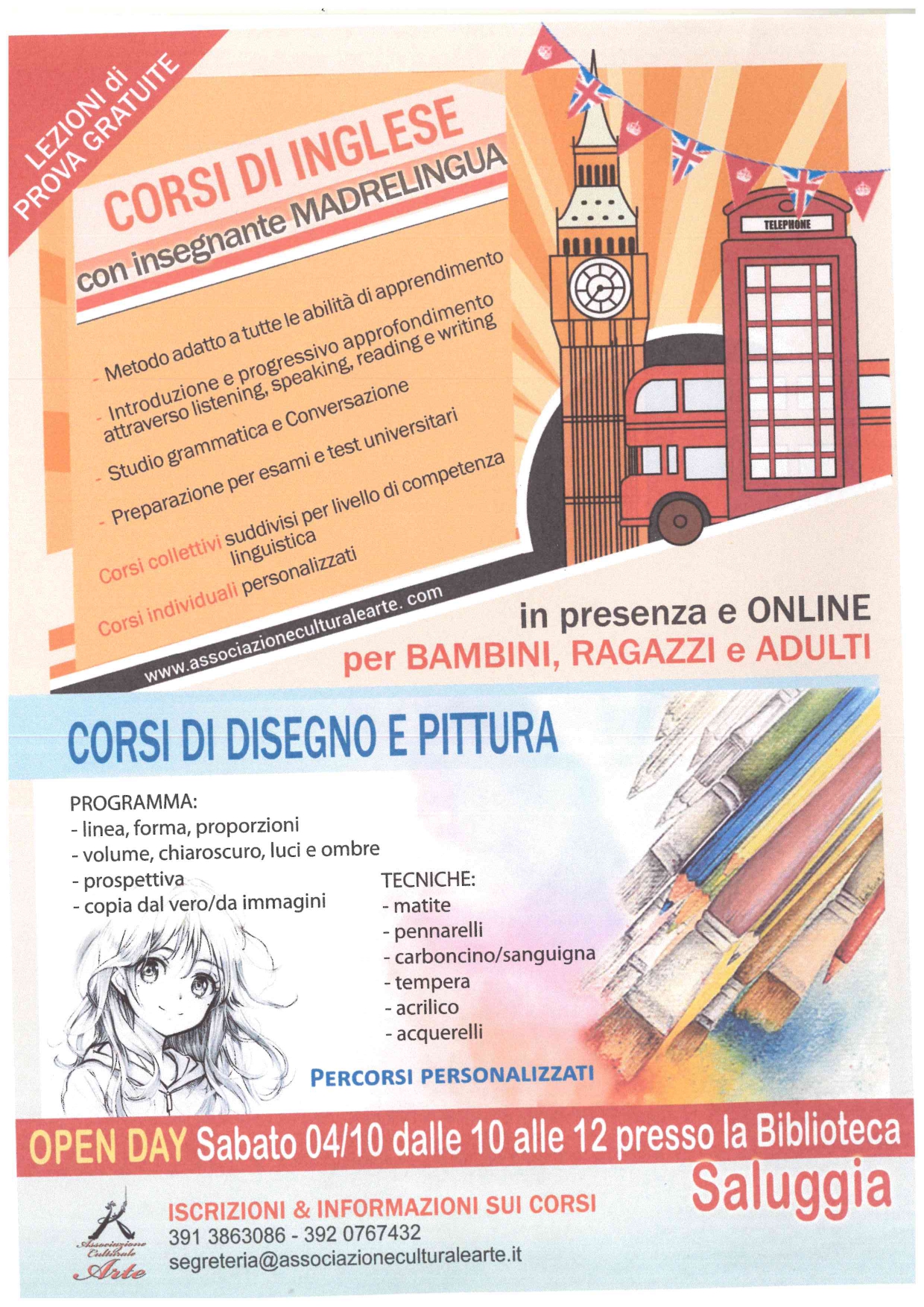 Open Day – Corsi di Inglese e di Disegno e Pittura_4 ottobre 2025